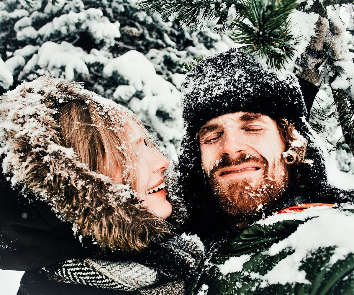 couple having fun in snow